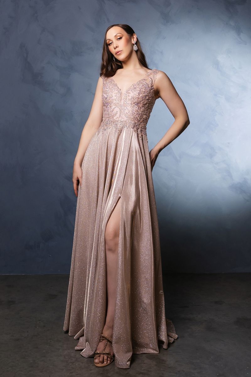 V-Neck Floor-Length Sequin Prom A-Line May Queen 2137