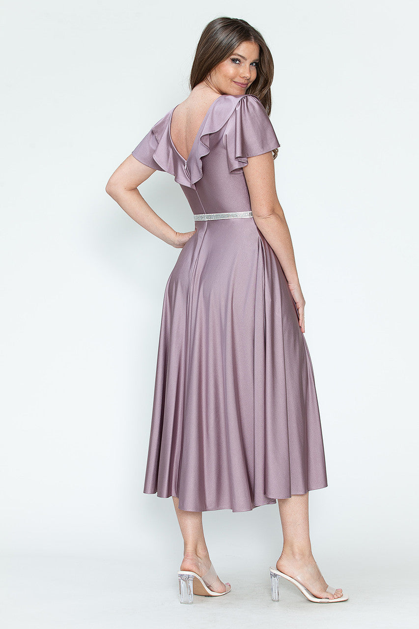 Cocktail Dresses Short Ruffle Pleated Midi Cocktail Dress Lenovia 5295 Plum