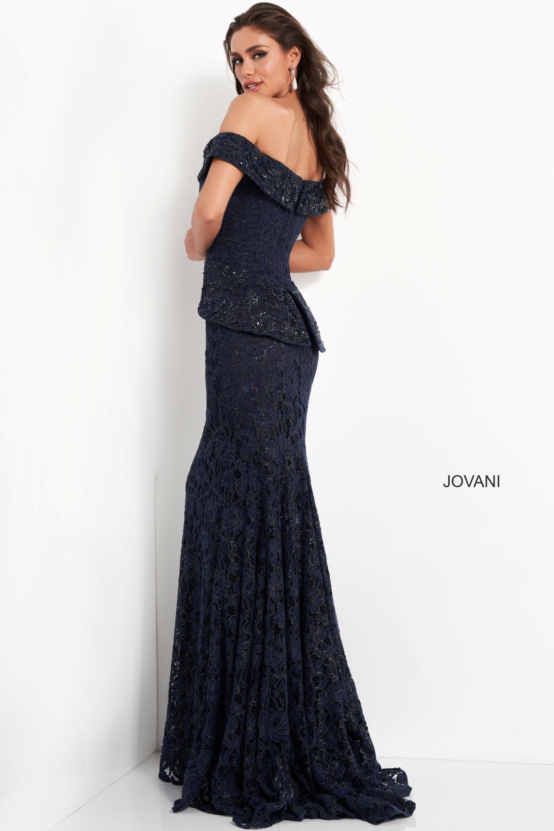 Prom Dresses Fitted Formal Long Lace Prom Dress Navy