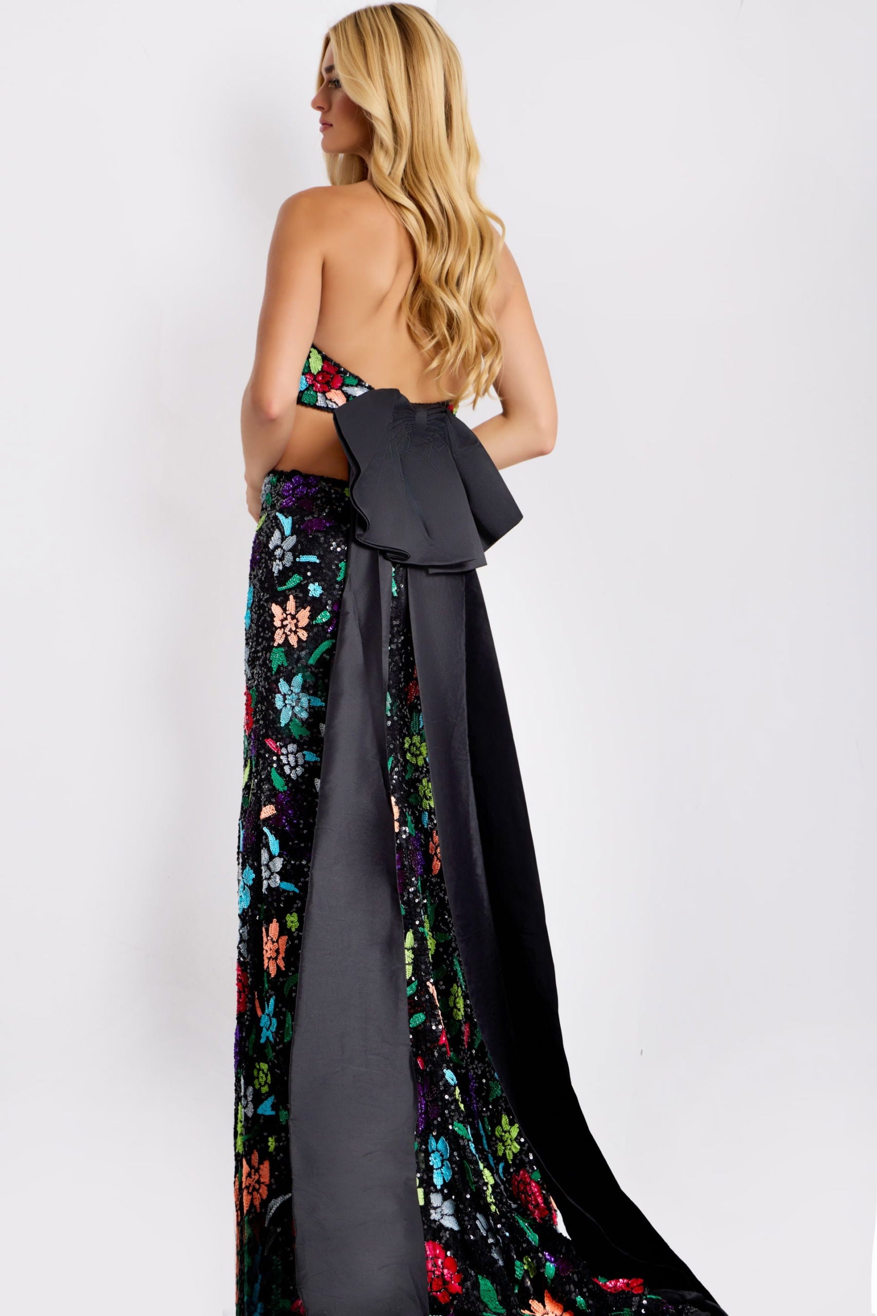 Prom Dresses Formal Long Floral Beaded Evening Prom Dress Black/Multi