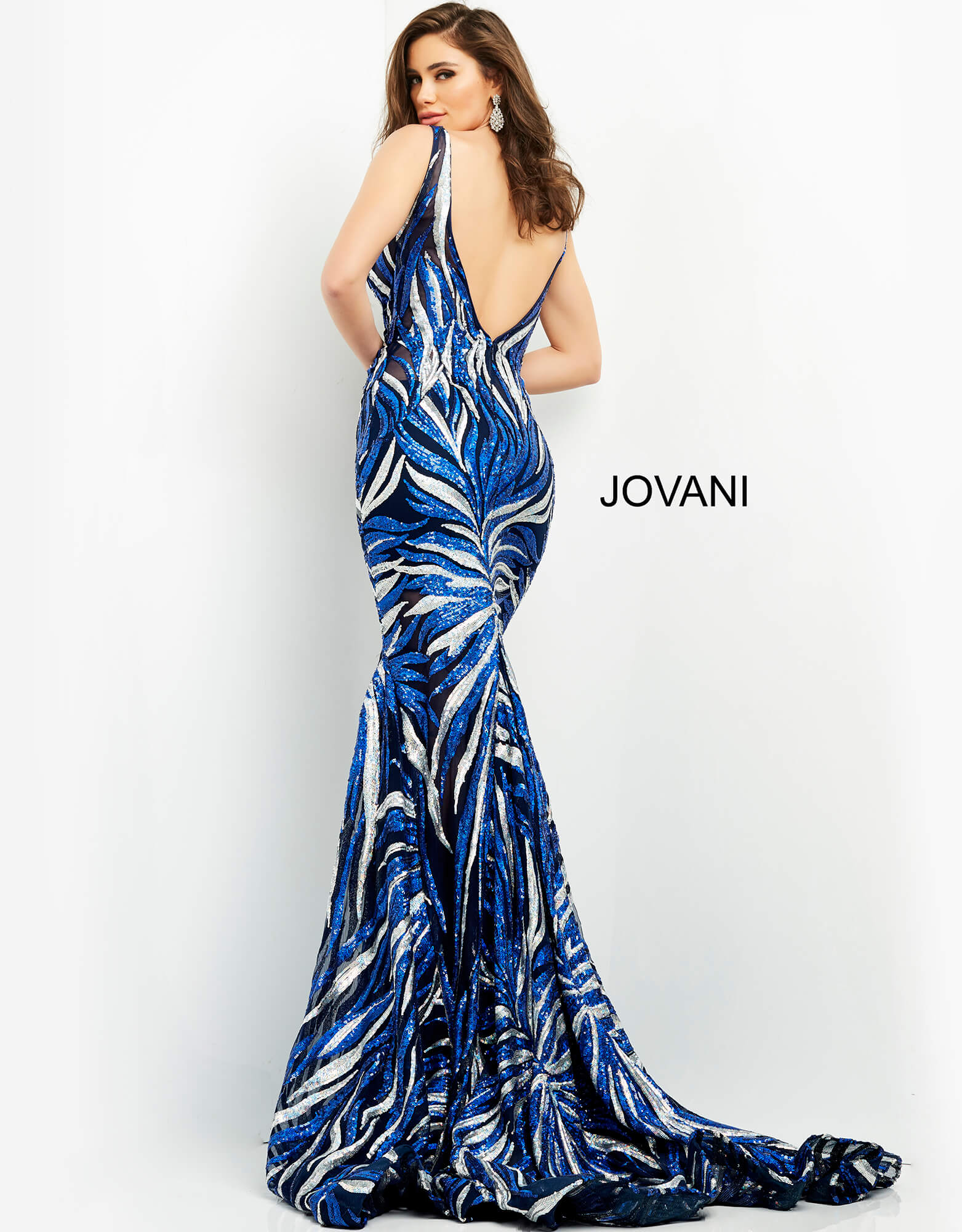 Prom Dresses Fitted Sequin Long Formal Prom Dress Navy Silver