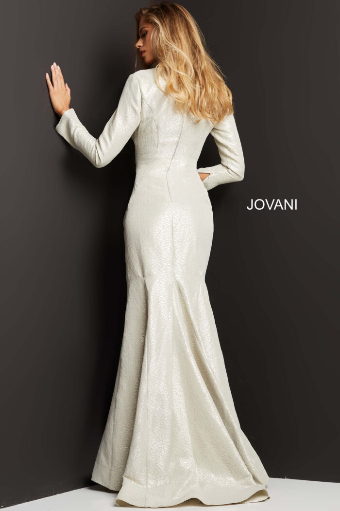 Formal Dresses Long Metallic Print Formal Dress OYSTER
