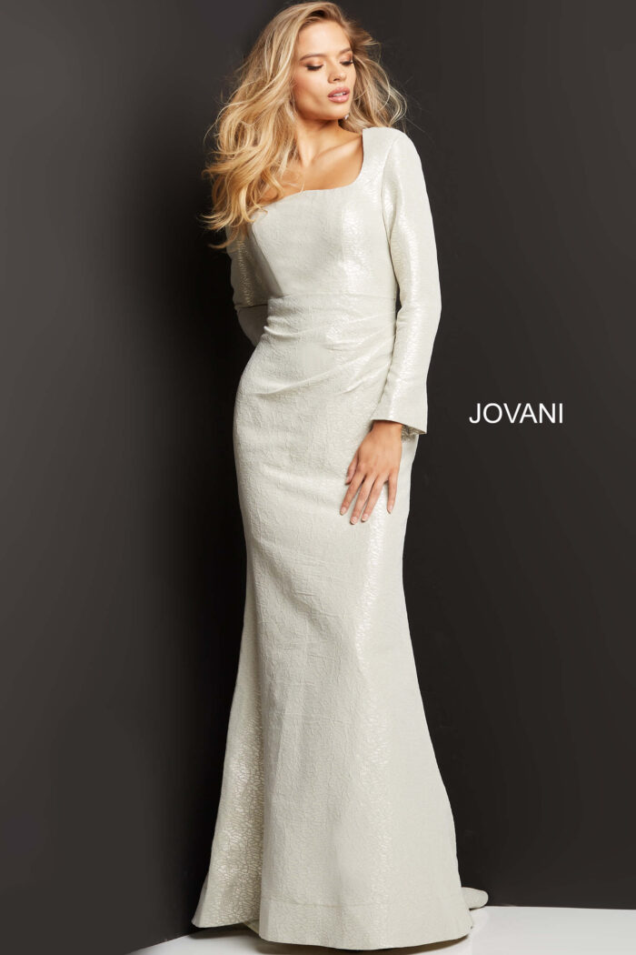 Formal Dresses Long Metallic Print Formal Dress OYSTER