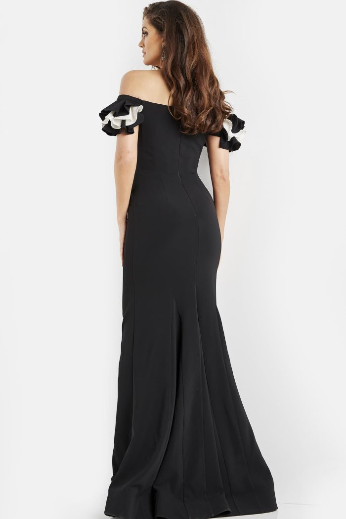 Prom Dresses Long Evening Ruffle Formal Prom Dress BLACK/WHITE
