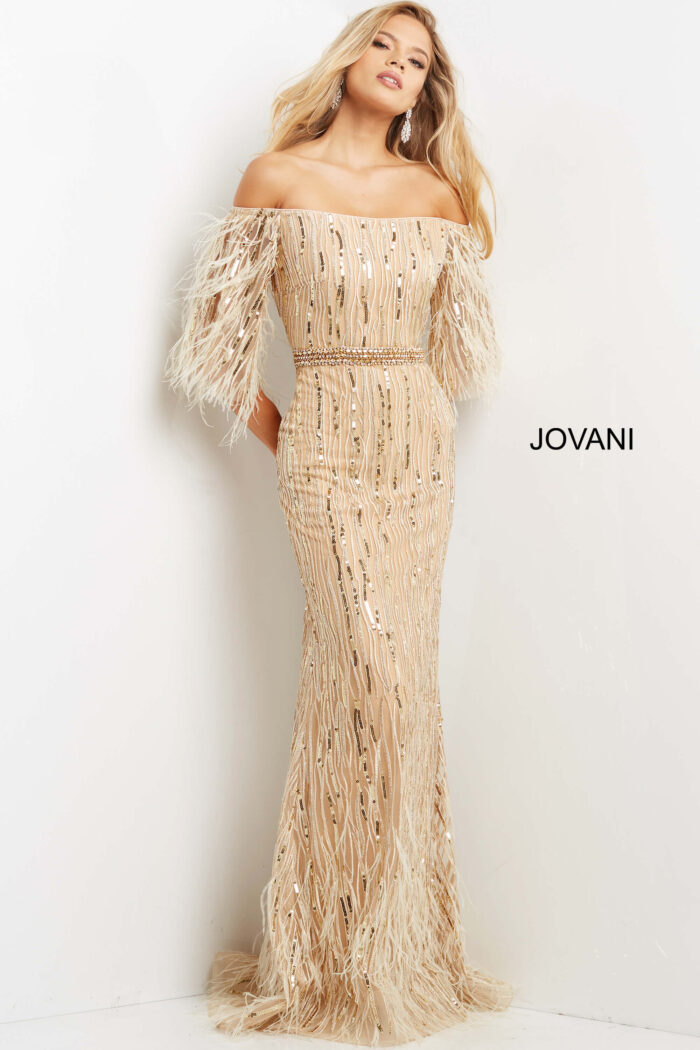 Prom Dresses Long Ruffle Sequin Formal Prom Dress CHAMPAGNE