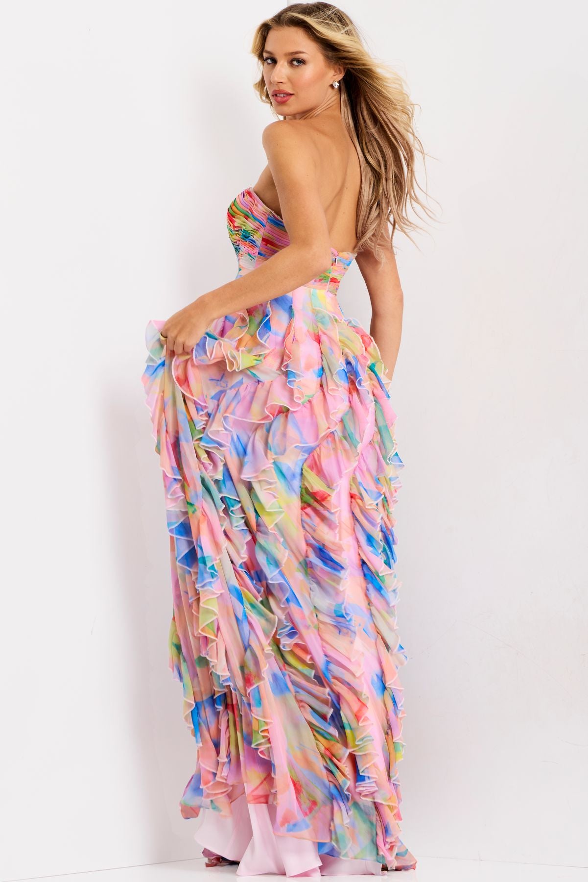 Prom Dresses Long Formal Ruffle Print Prom Dress Print
