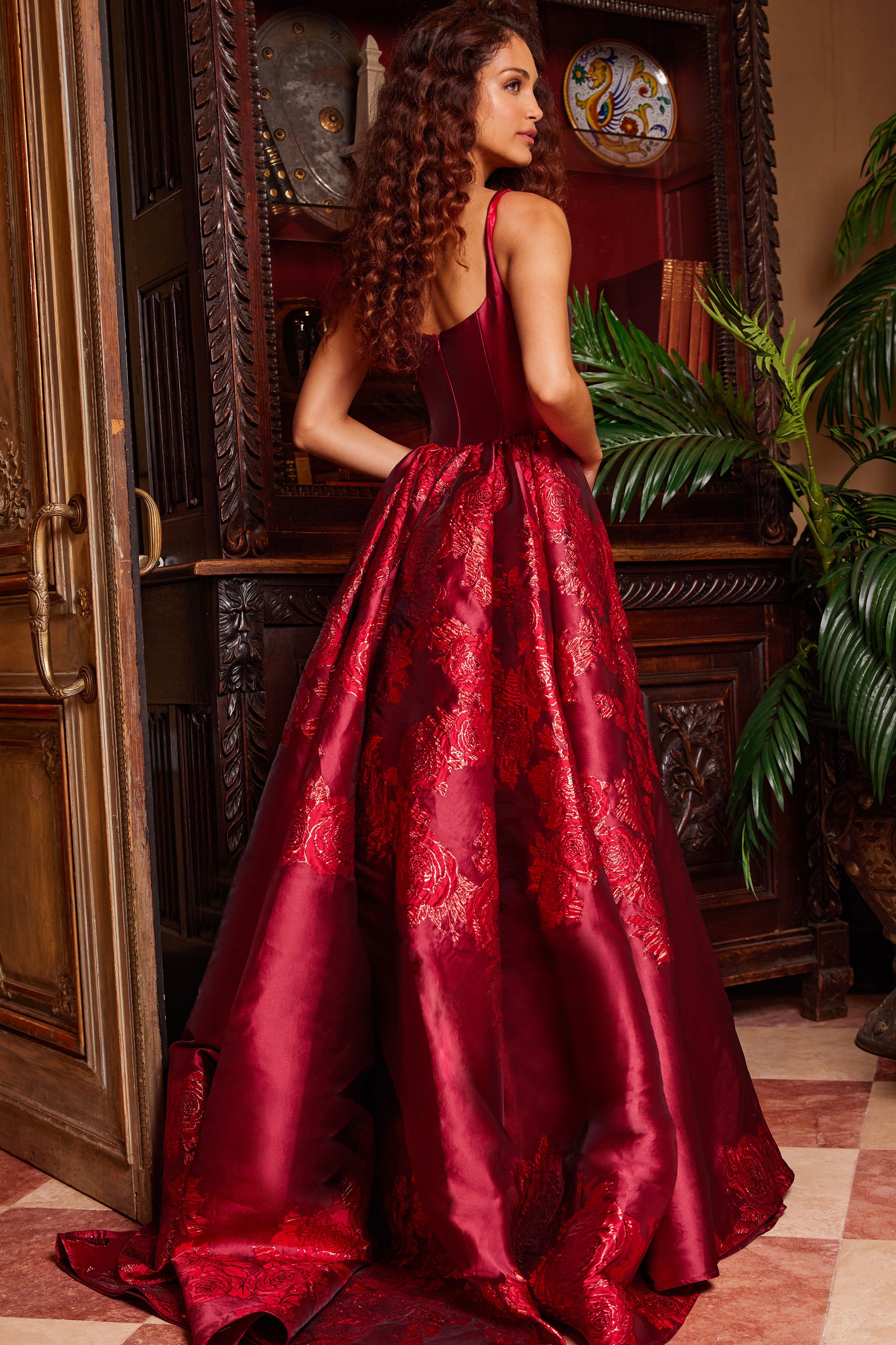 Formal Dresses Long Formal Prom Pleated A Line Dress Jovani 07441 Red