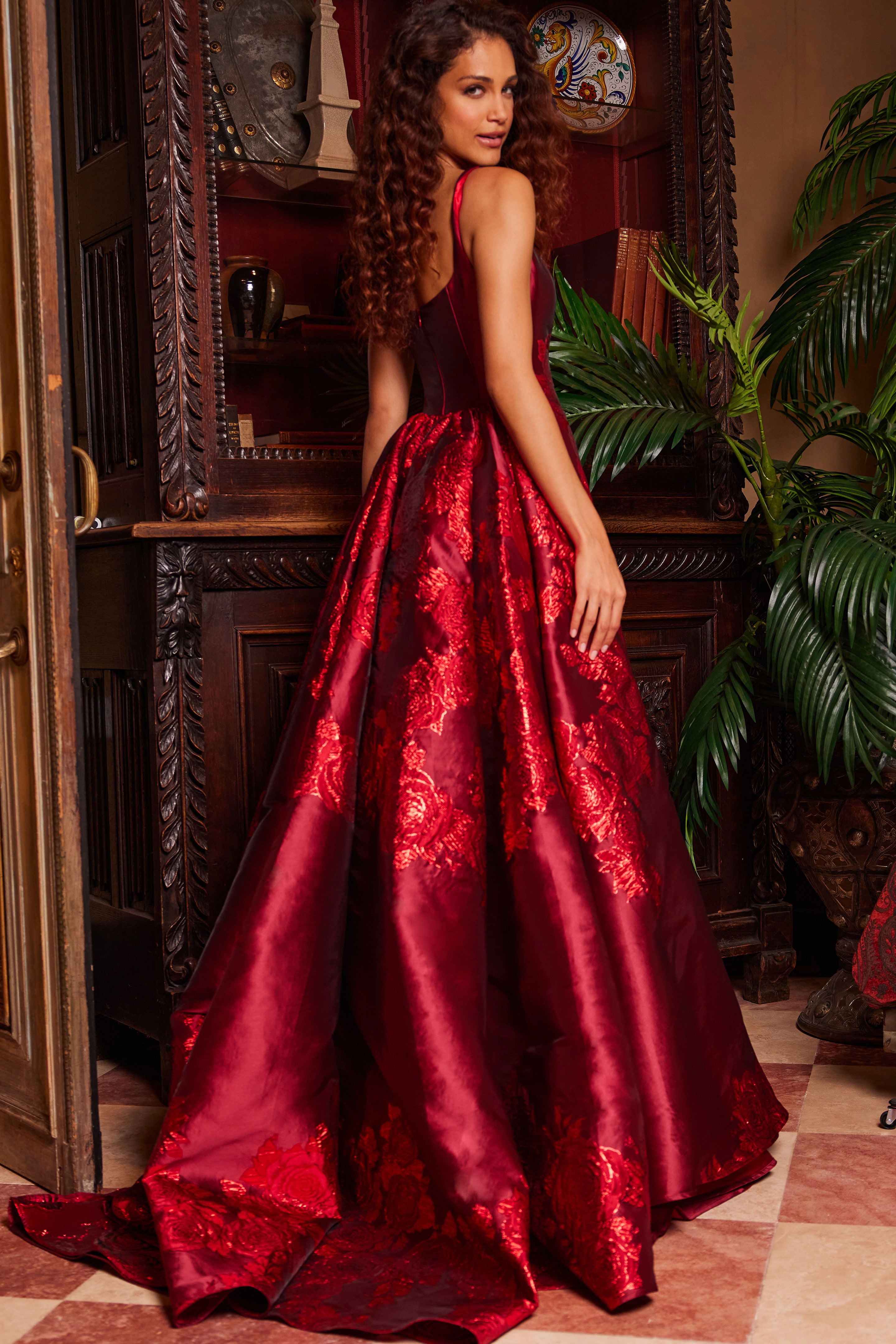 Formal Dresses Long Formal Prom Pleated A Line Dress Jovani 07441 Red