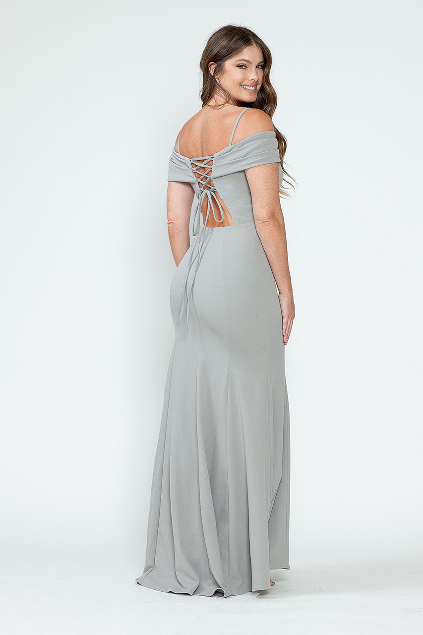 Formal Dresses Long Prom Formal Fitted Dress Lenovia 5317 Silver