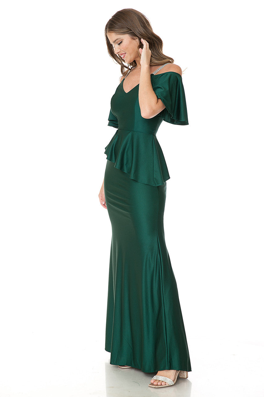 Mother of the Bride Dresses Long Mother of the Bride Formal Ruffle Dress Lenovia 5282 Hunter Green