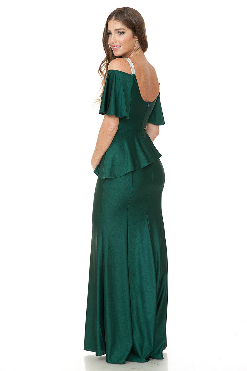 Mother of the Bride Dresses Long Mother of the Bride Formal Ruffle Dress Lenovia 5282 Hunter Green