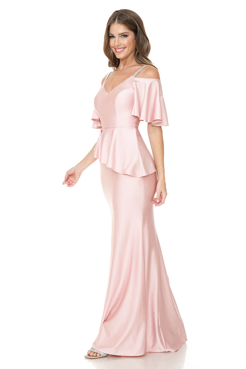 Mother of the Bride Dresses Long Mother of the Bride Formal Ruffle Dress Lenovia 5282 Blush