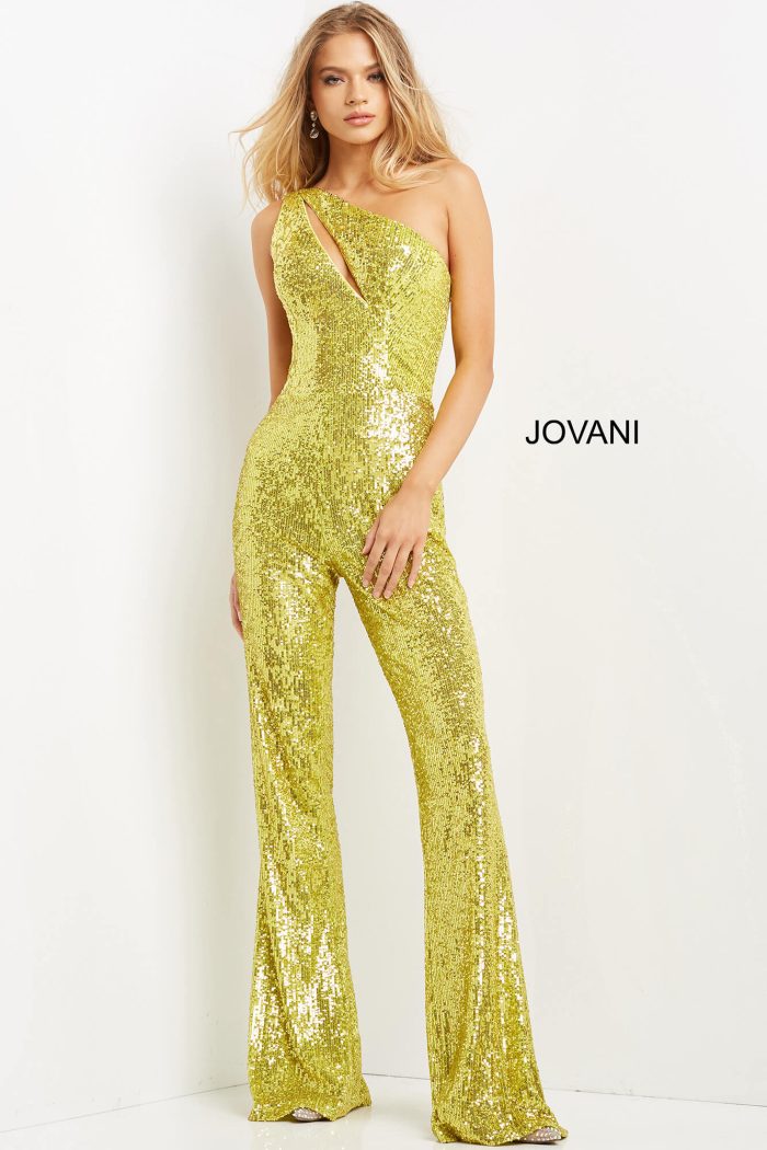 Jumpsuit Long Sequin Formal Jumpsuit Yellow