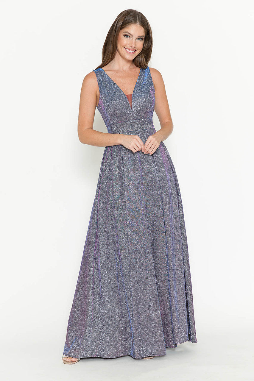 Formal Dresses Pleated Long Metallic Formal Prom Dress Lenovia 5256 Purple