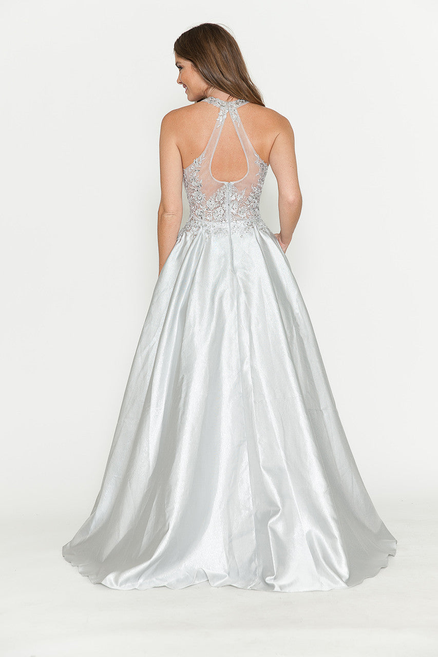 Formal Dresses Long Prom Beaded Formal Evening Dress Lenovia 8181 Silver