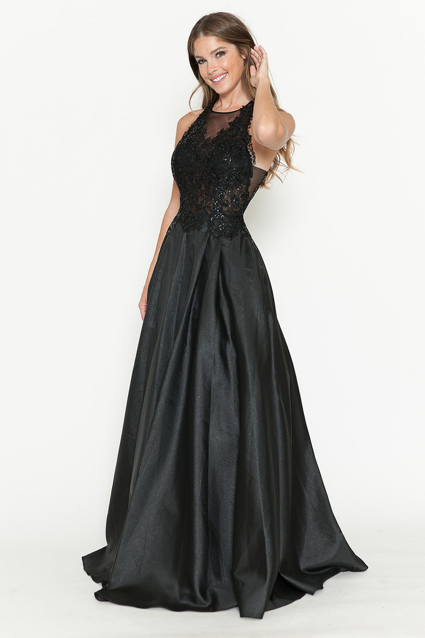 Formal Dresses Long Prom Beaded Formal Evening Dress Lenovia 8181 Black