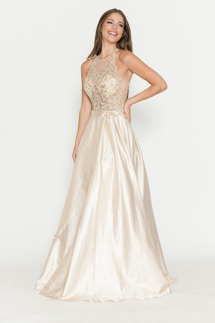 Formal Dresses Long Prom Beaded Formal Evening Dress Lenovia 8181 Champagne Gold