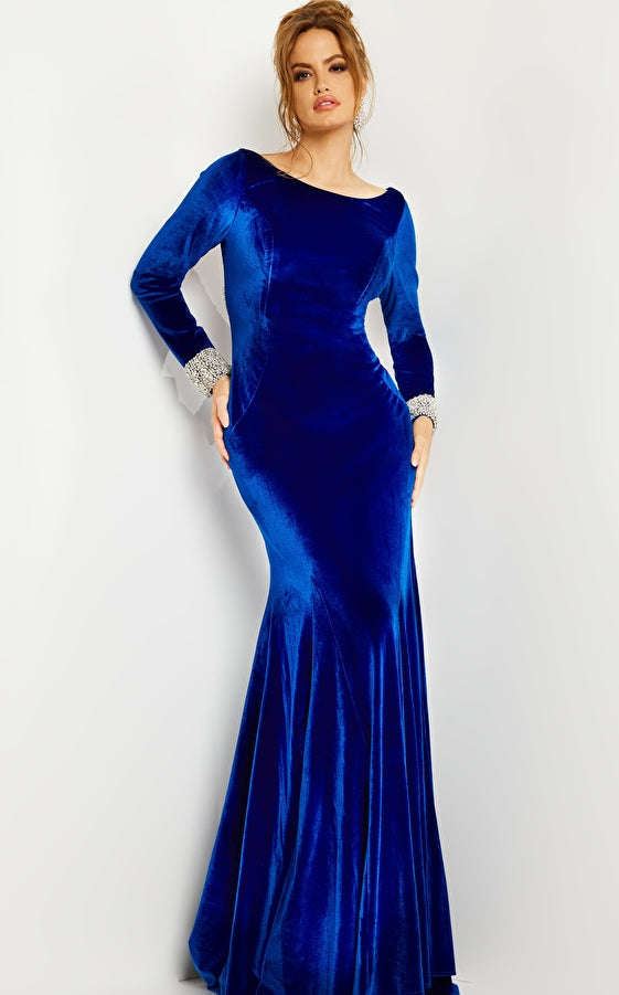 Formal Dresses Long Sleeve Velvet Formal Dress Royal