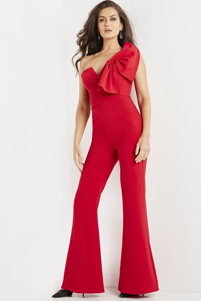 Jumpsuit Long Fitted Evening Formal Jumpsuit Red