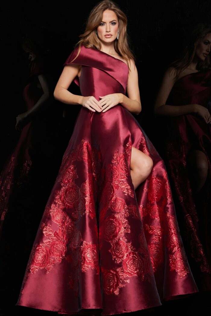 Prom Dresses Ball Gown Long Slit Formal Prom Dress Red