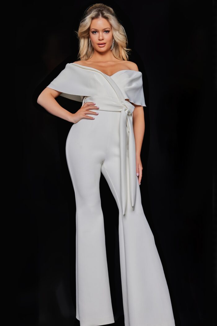 Jumpsuit Long Formal High Waist Jumpsuit White