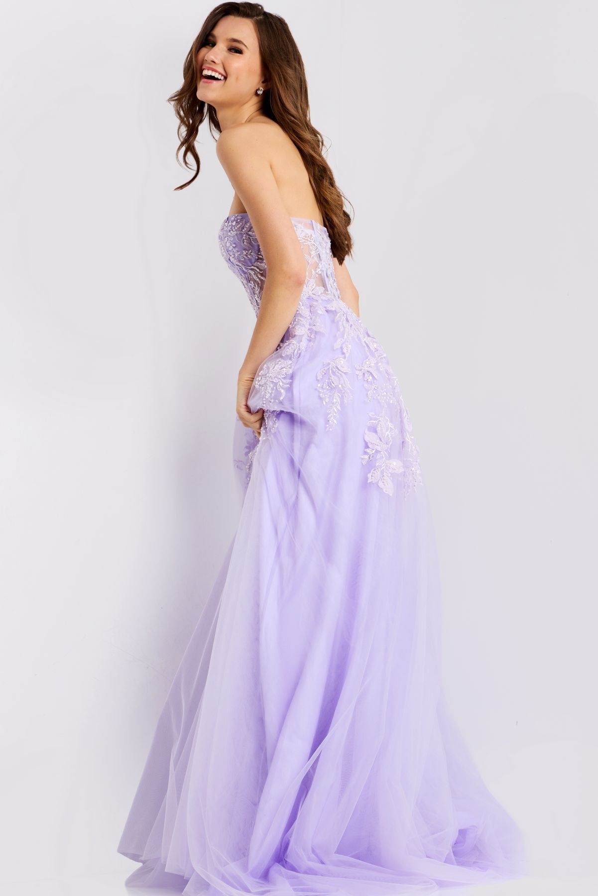 Prom Dresses Long Formal Applique Floral A Line Prom Dress Lilac