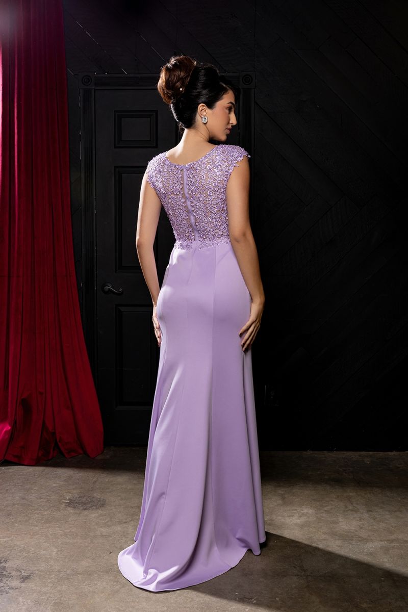 Illusion Floor-Length Lace Formal Sheath Column May Queen RQ8256