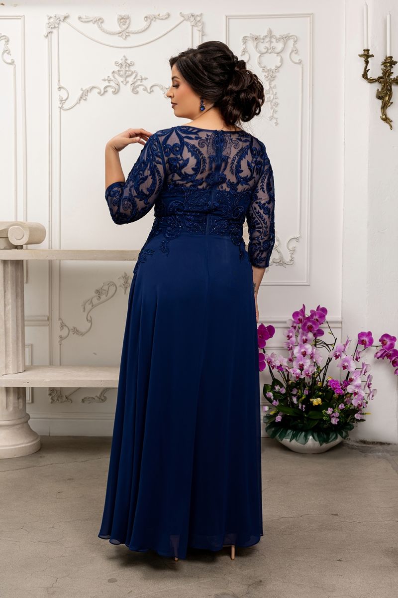 Illusion Floor-Length Chiffon Evening Gown A-Line May Queen 2210