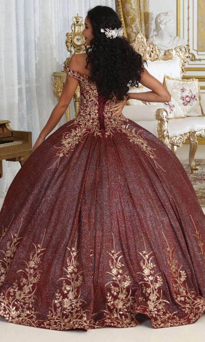 Off-the-Shoulder Floor-Length Tulle Quinceañera Ball Gown May Queen LK220