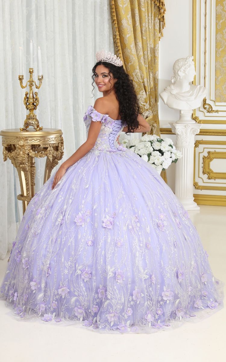 Off-the-Shoulder Floor-Length Tulle Quinceañera Ball Gown May Queen LK225