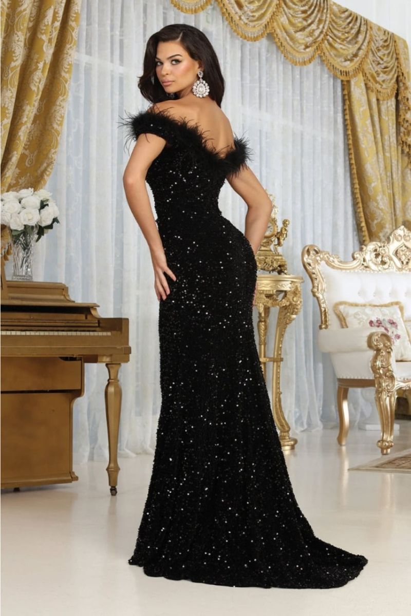 Off-the-Shoulder Floor-Length Sequin Prom Mermaid May Queen RQ7992