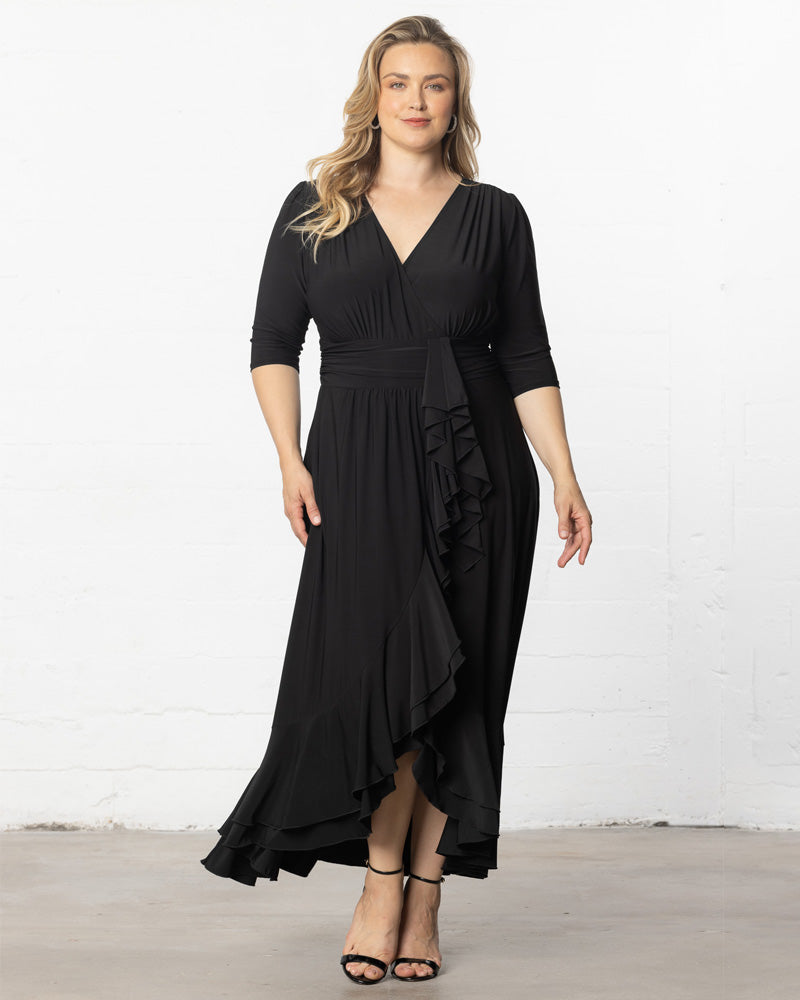 Plus Size Dresses Short Ruffle Cocktail Evening Plus Size Dress Onyx
