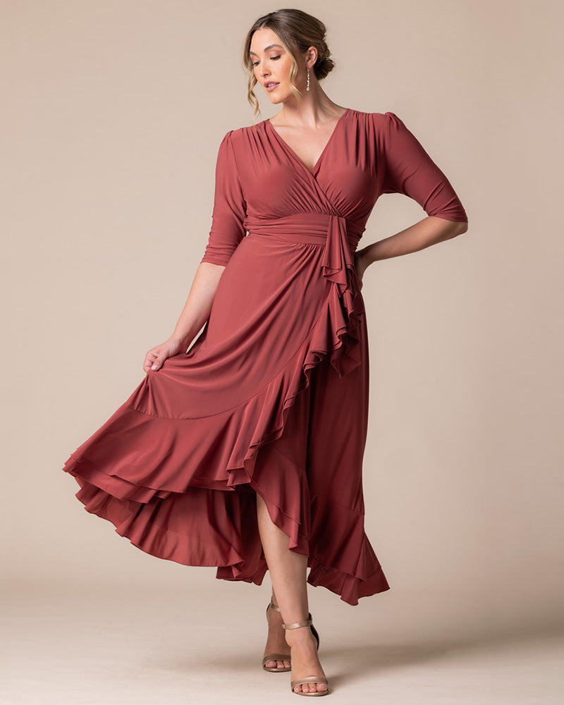 Plus Size Dresses Cocktail Ruffle High Low Plus Size Dress Kiyonna 11242213 Rosy Sunset