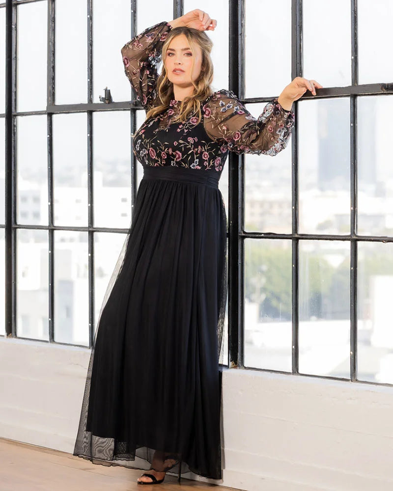 Plus Size Dresses Long Formal Floral Mother of the Bride Plus Size Dress Floral Flare