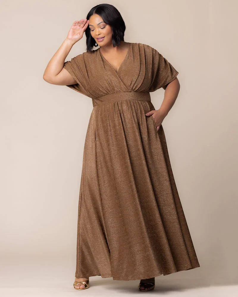 Plus Size Dresses Long Formal A Line Mother of the Bride Dress Kiyonna 12252204 Mocha Sparkle
