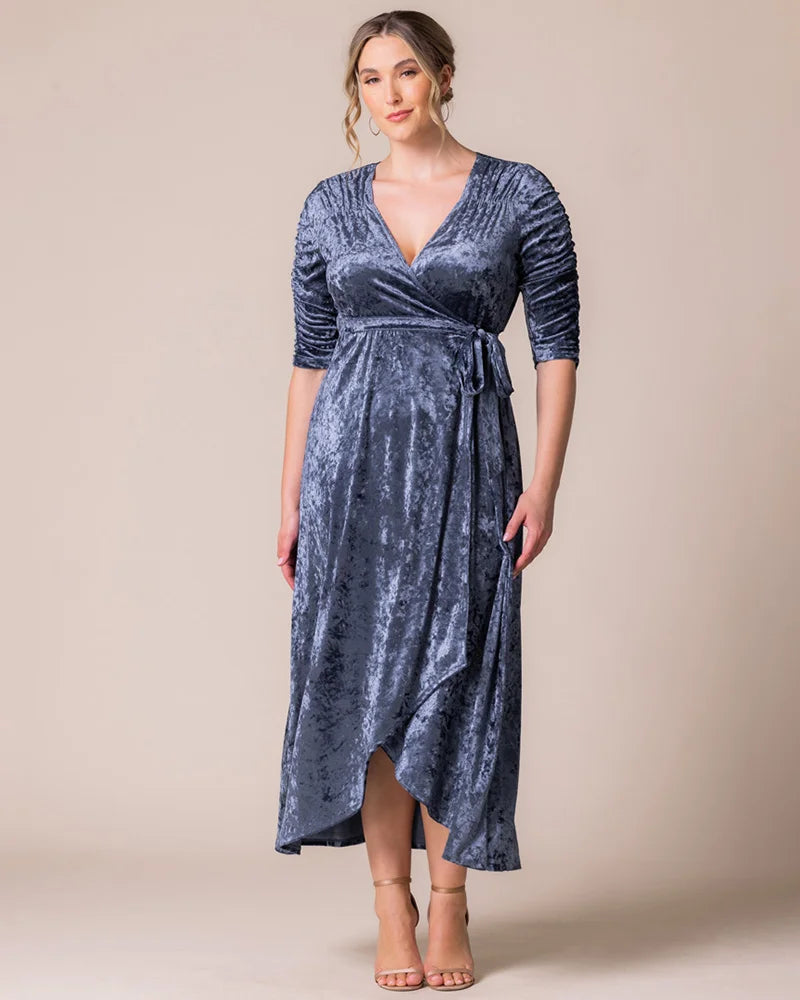 Plus Size Dresses High Low Velvet Cocktail Plus Size Dress Kiyonna 13183012 Deep Frost