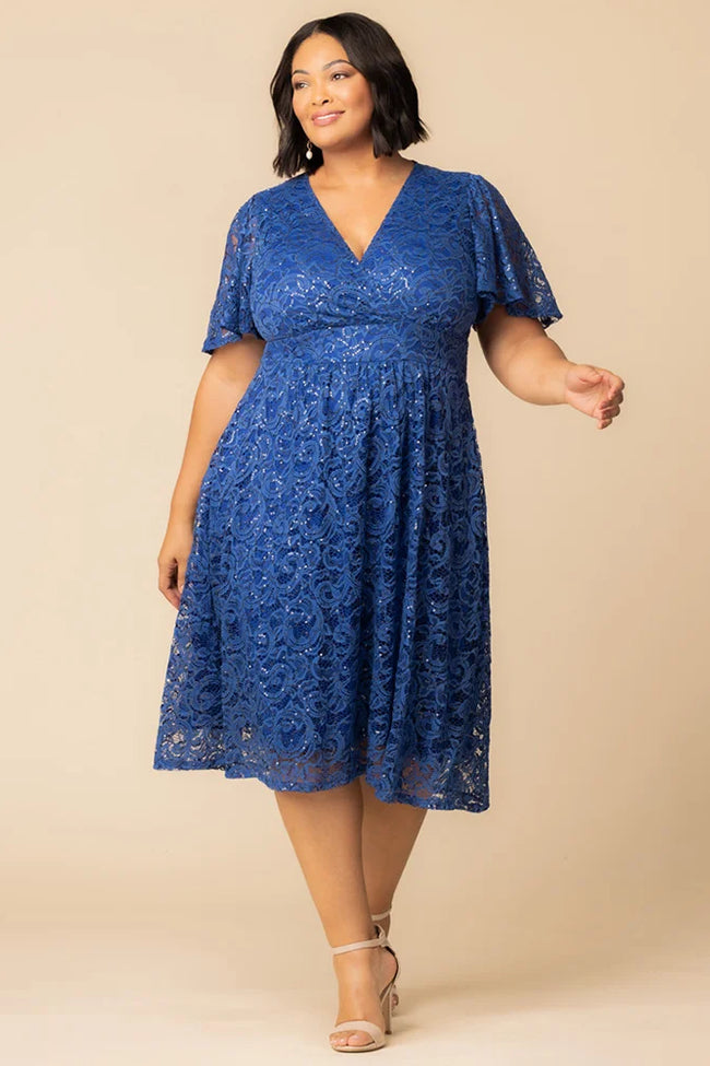 Plus Size Dresses A Line Plus Size Lace Short Cocktail Dress Sapphire