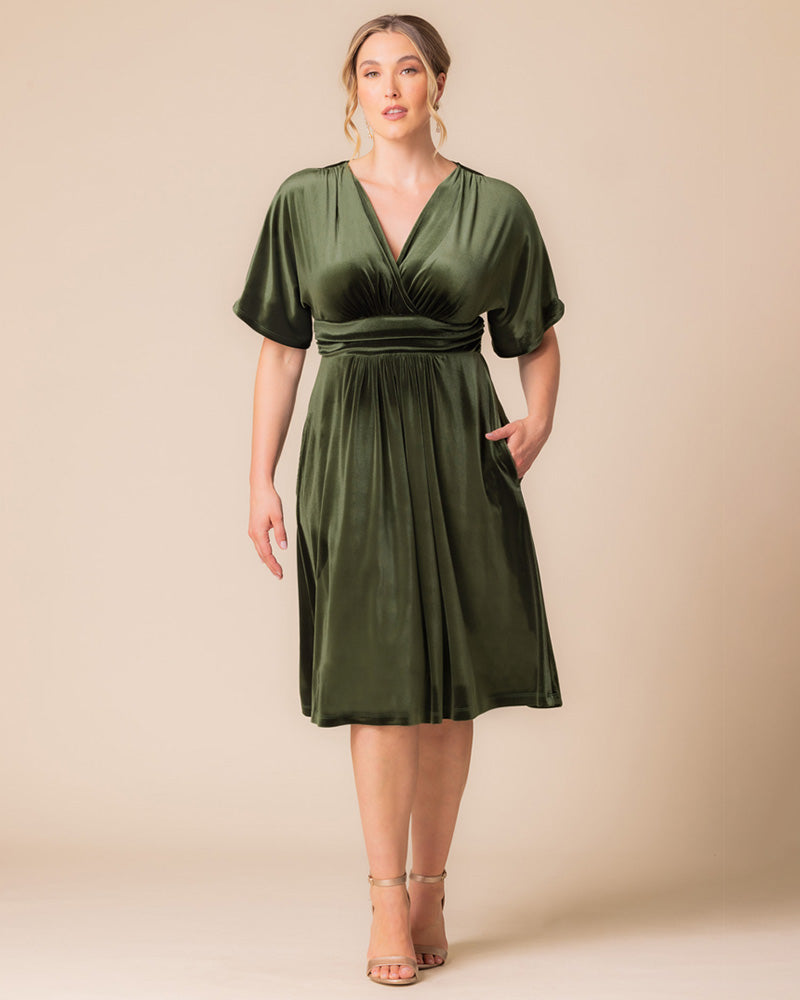 Plus Size Dresses Midi Velvet Short Cocktail Plus Size Dress Olive