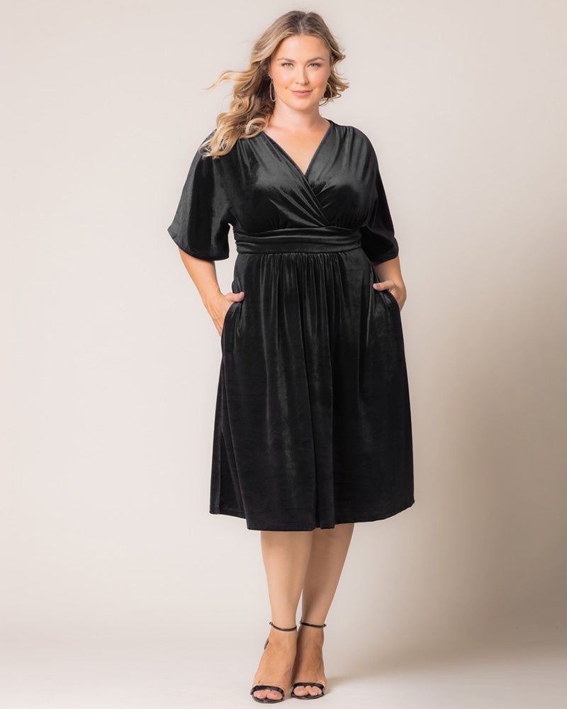 Plus Size Dresses Midi Velvet Short Cocktail Plus Size Dress Teal Topaz