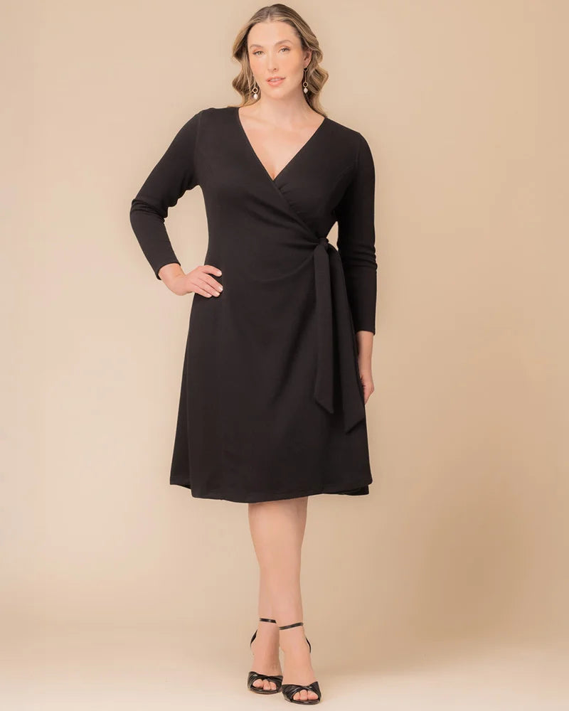 Plus Size Dresses Long Sleeve Short Midi Plus Size Dress Black Noir