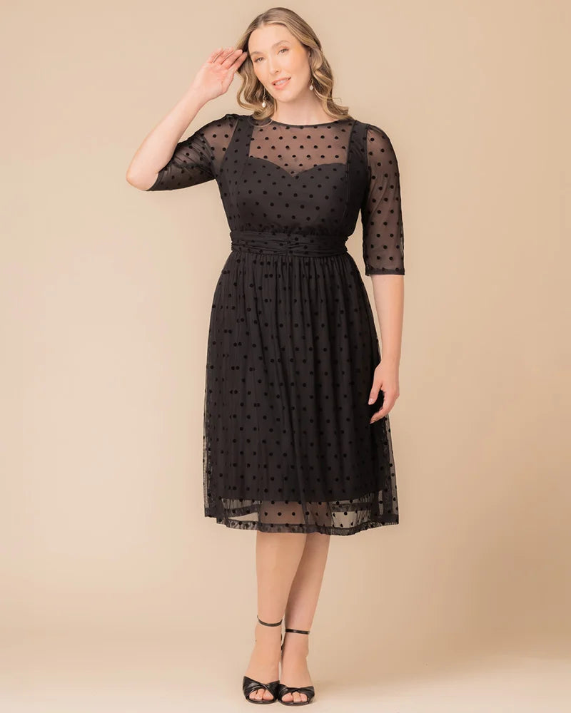 Plus Size Dresses Midi Cocktail Short Evening Dress Noir Dot