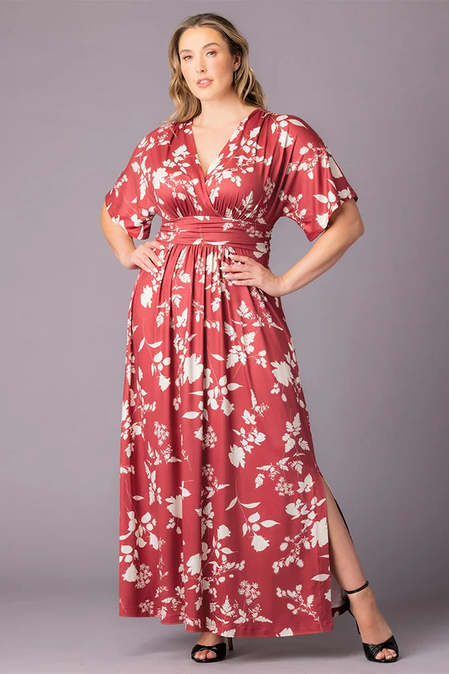 Plus Size Dresses Mother of the Bride Long Formal Plus Size Dress Red Blooms