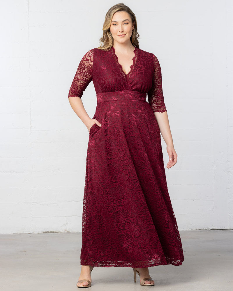 Plus Size Dresses Long Formal Lace Plus Size Dress Pinot Noir