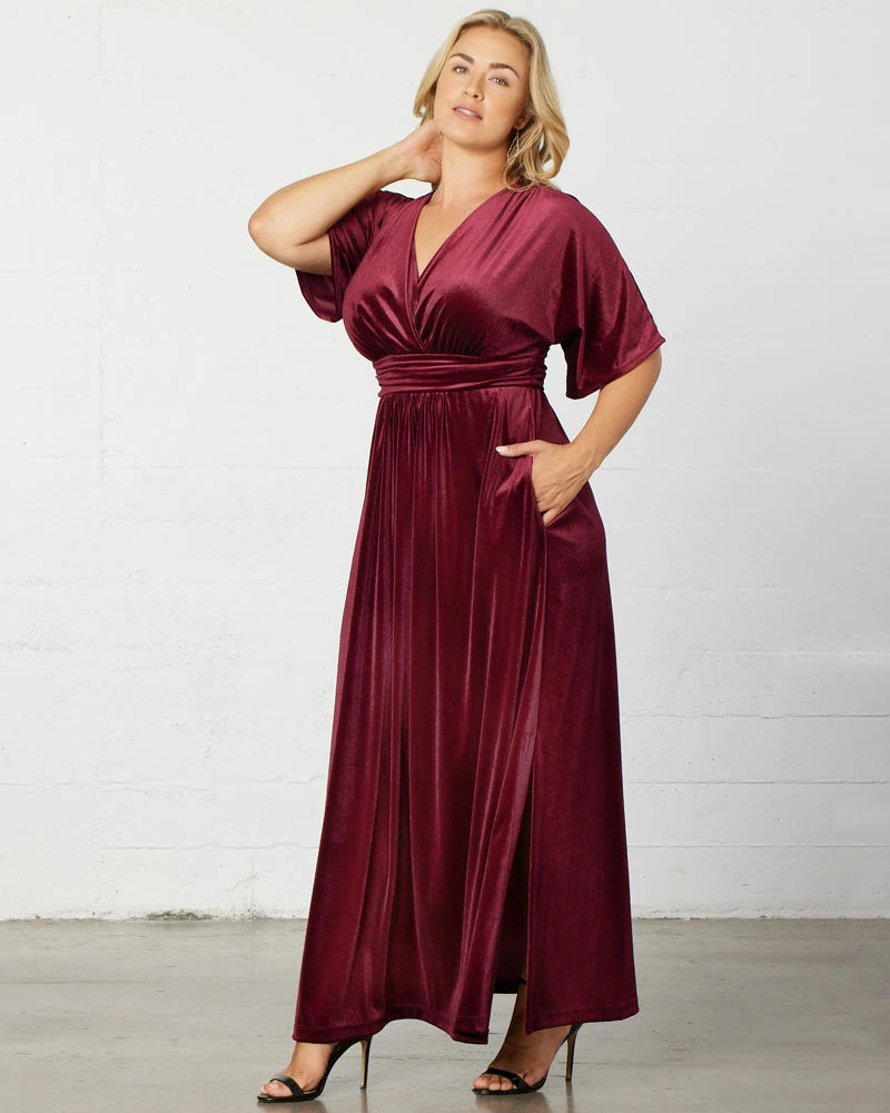 Plus Size Dresses Long Formal Velvet Evening Plus Size Dress Pinot Noir
