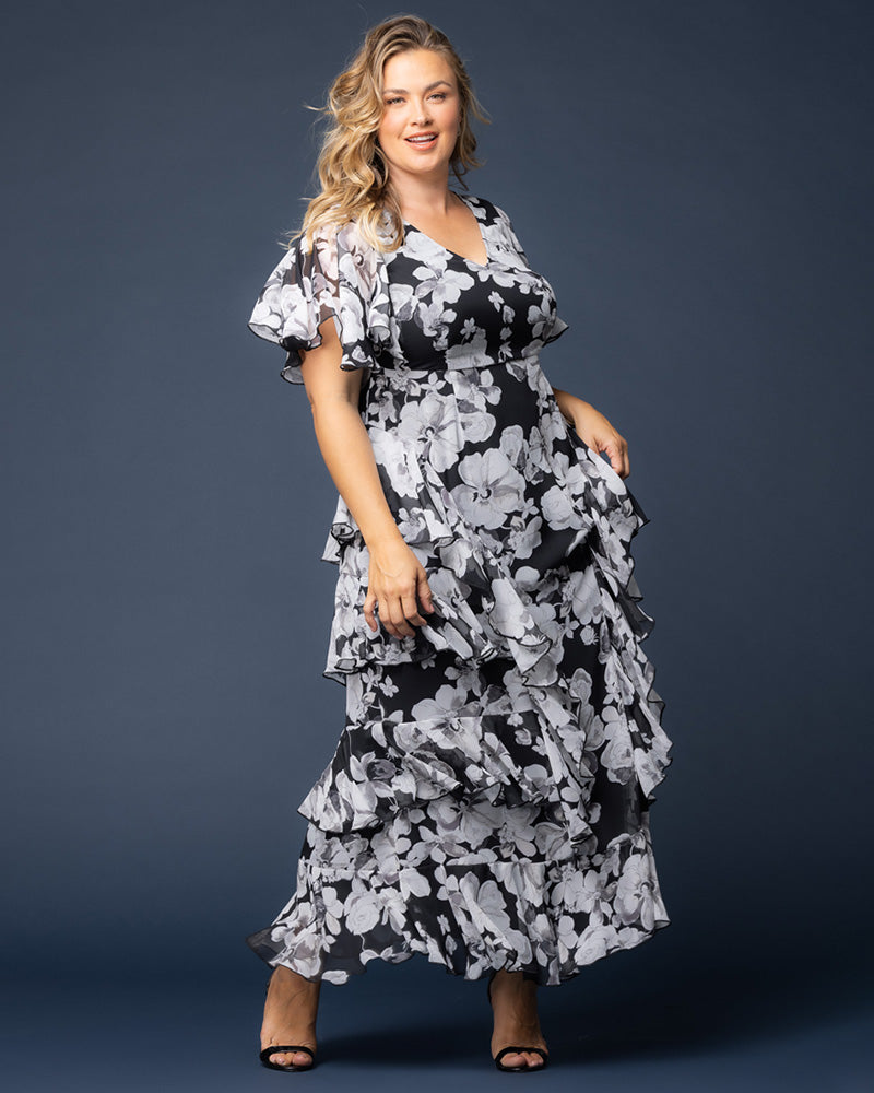 V-Neck Floor-Length Chiffon Evening A-Line Kiyonna 17191301