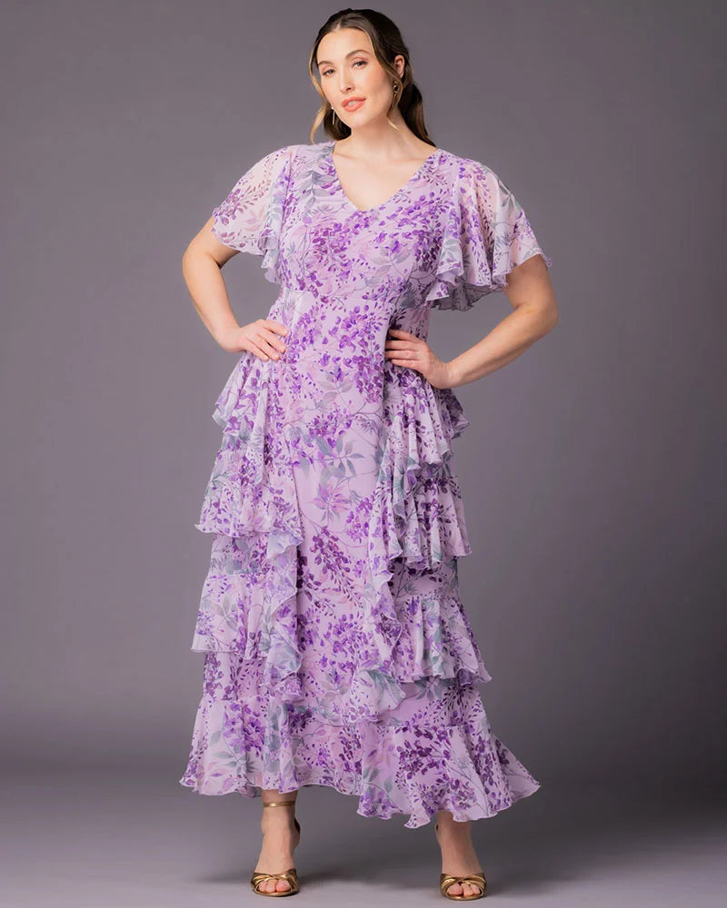 V-Neck Floor-Length Chiffon Evening A-Line Kiyonna 17191301