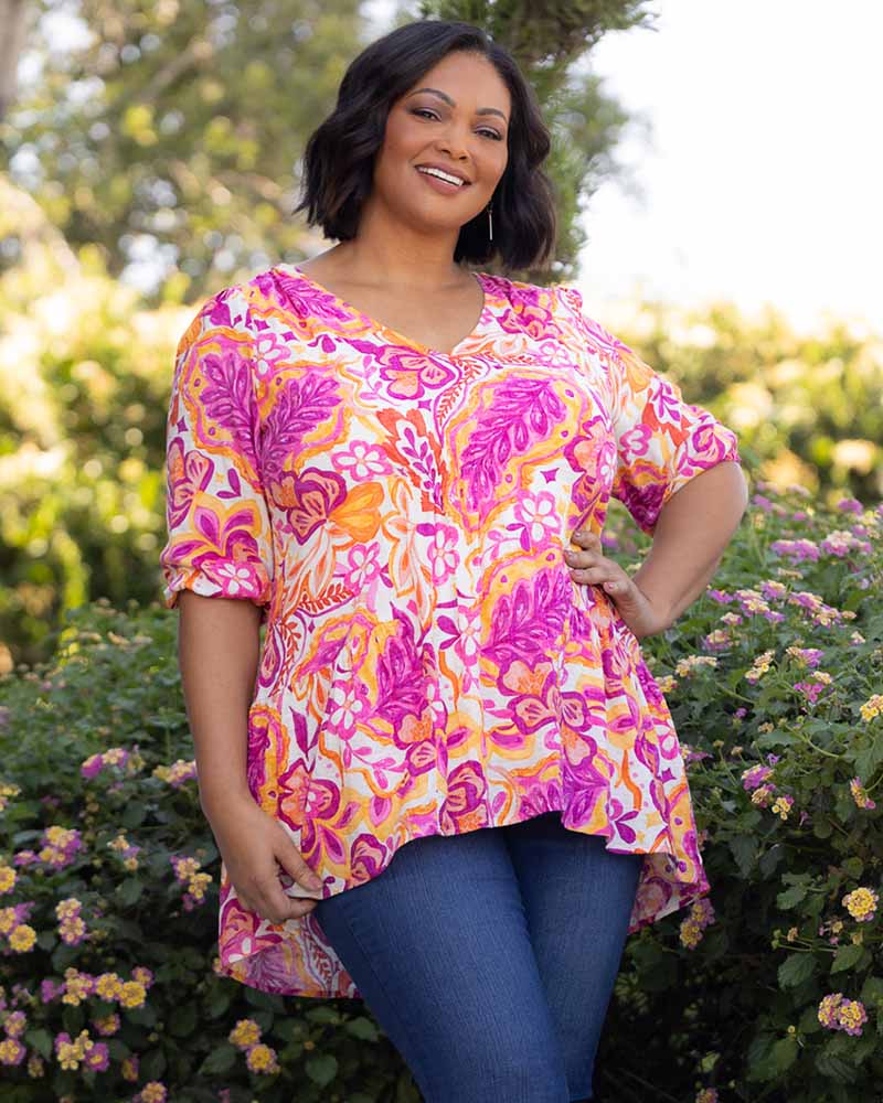 Top Formal Plus Size Print Top Kiyonna 22242604 Artful Tropical Print