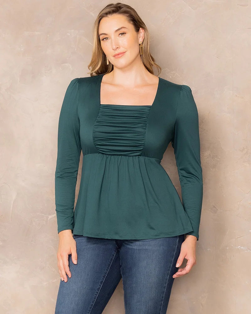 Top Long Sleeve Formal Plus Size Top Kiyona 23111801 Hunter Green