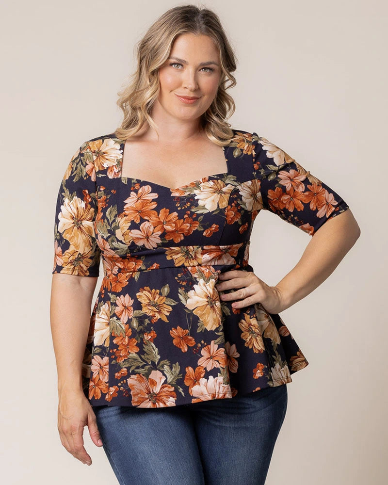 Top Formal Plus Size Floral Top Kiyonna 23132401 Autumn Garden