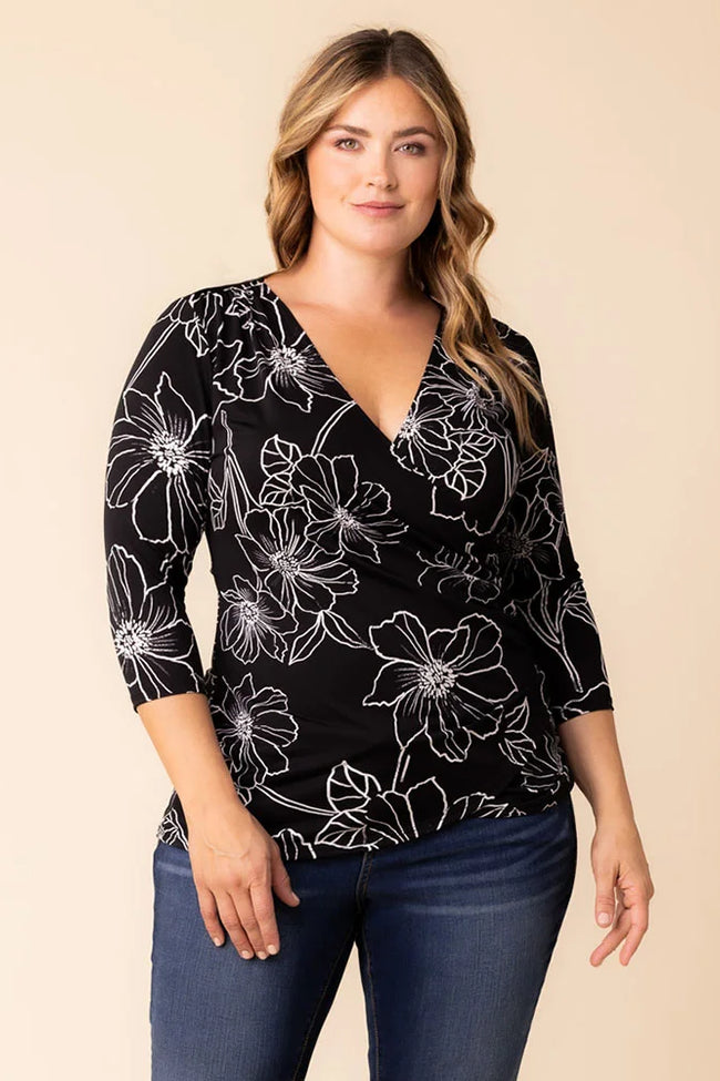Top Fitted Formal Top Black Florals